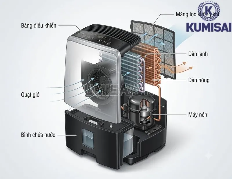 Cấu tạo cơ bản của máy hút ẩm FujiE HM-PD16 Cấu tạo cơ bản của máy hút ẩm FujiE HM-PD16