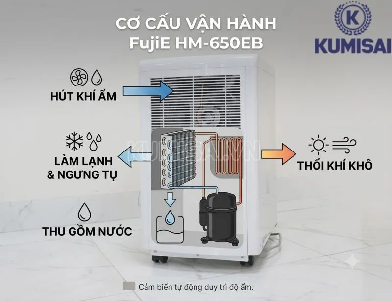 Cơ cấu vận hành máy hút ẩm công nghiệp FujiE HM-650EB Cơ cấu vận hành máy hút ẩm công nghiệp FujiE HM-650EB