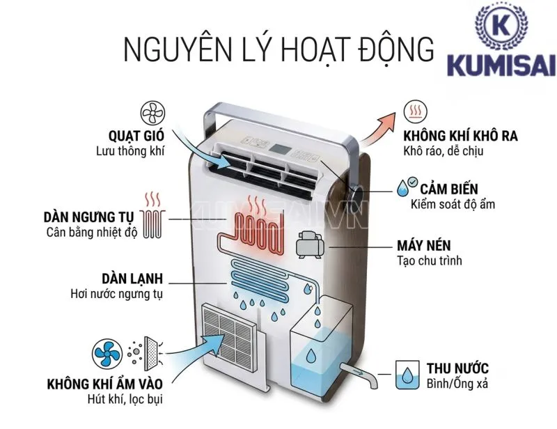 Nguyên lý hoạt động máy hút ẩm FujiE HM-930EB Nguyên lý hoạt động máy hút ẩm FujiE HM-930EB