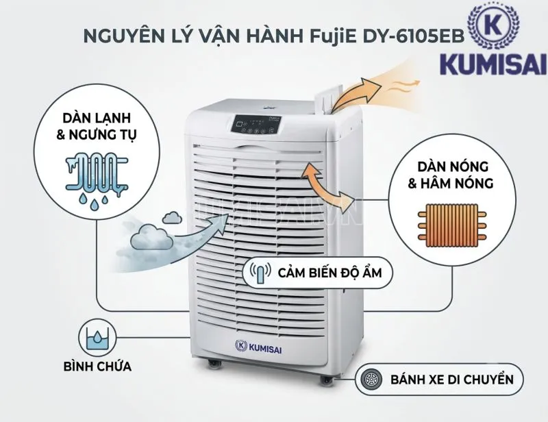 Nguyên lý vận hành máy hút ẩm không khí FujiE DY-6105EB