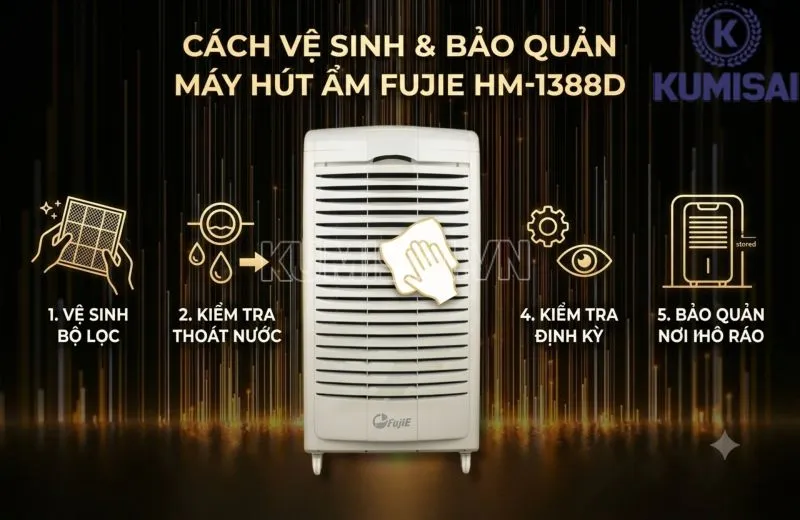 Vệ sinh và bảo quản máy hút ẩm FujiE HM-1388D Vệ sinh và bảo quản máy hút ẩm FujiE HM-1388D