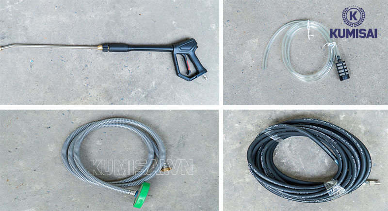 Máy kèm full phụ kiện vệ sinh xe, chuồng trại, sân vườn….