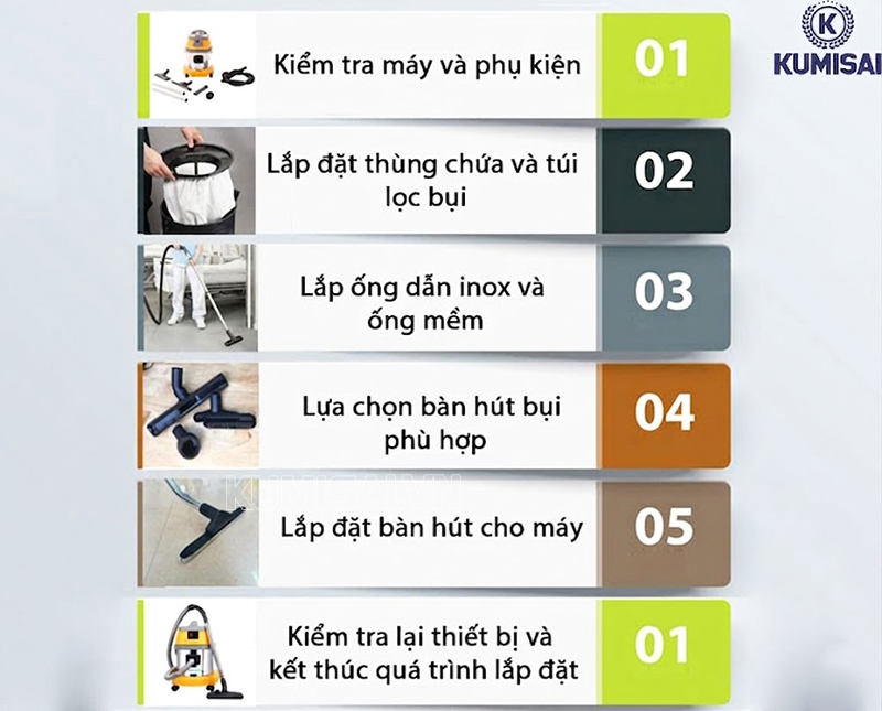 Quy trình lắp đặt máy hút bụi Palada 