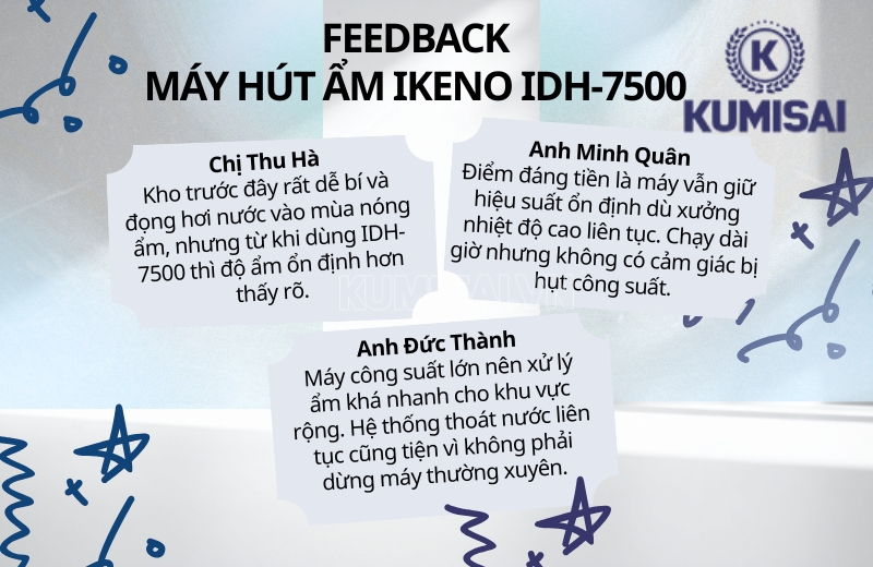 Review máy hút ẩm IKENO IDH-7500 từ doanh nghiệp