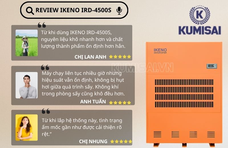 Review thực tế về máy hút ẩm hỗ trợ sấy IKENO IRD-4500S