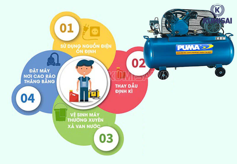 Lưu ý khi dùng máy nén khí Puma PX-1090
