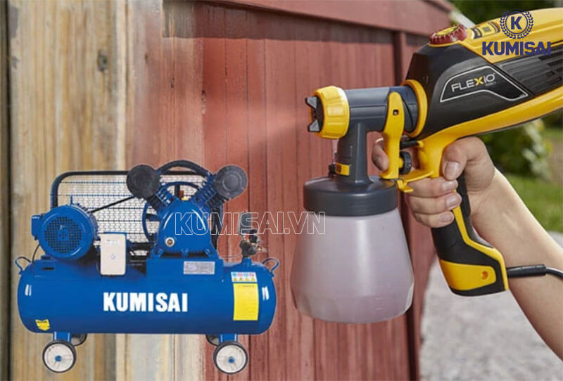 Sử dụng máy nén khí phun sơn giúp tiết kiệm công sức, thời gian 