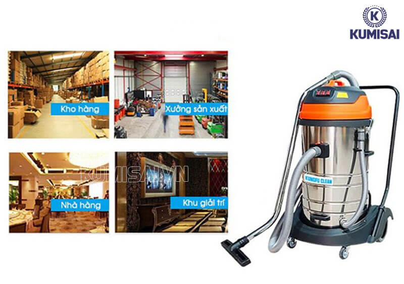 Máy hút bụi công nghiệp 70L sử dụng để làm vệ sinh ở nhiều nơi 