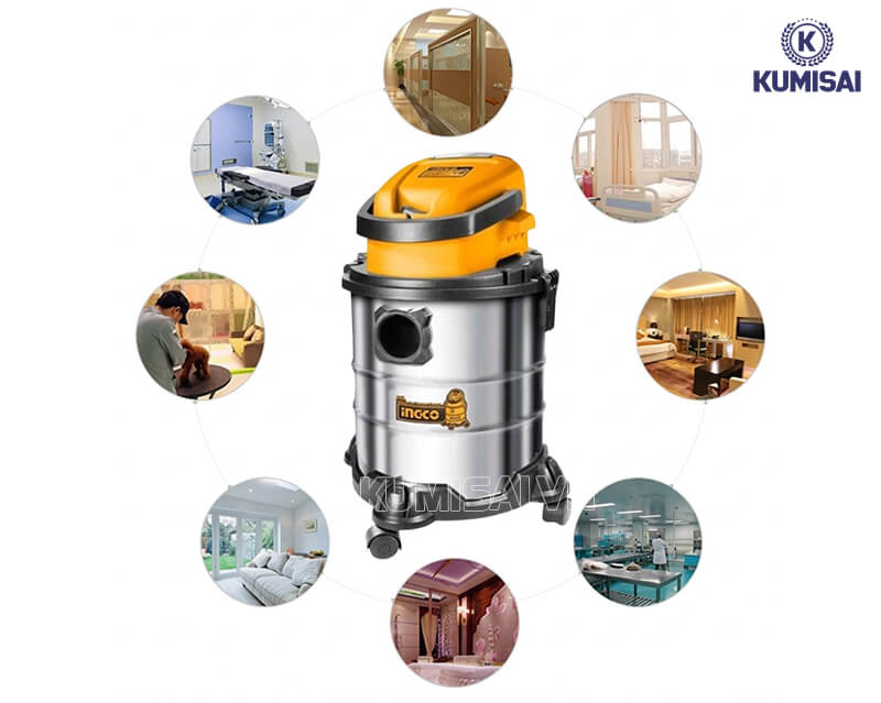 Máy hút bụi Ingco sử dụng để làm sạch ở nhiều nơi