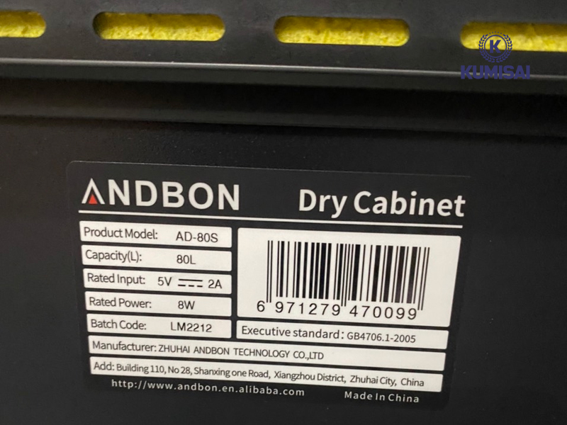 Thông số tủ chống ẩm máy ảnh Andbon AD-80S