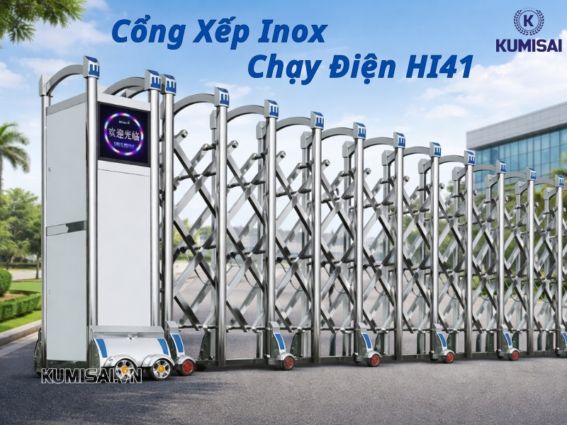Tìm hiểu về cổng xếp inox chạy điện HI41