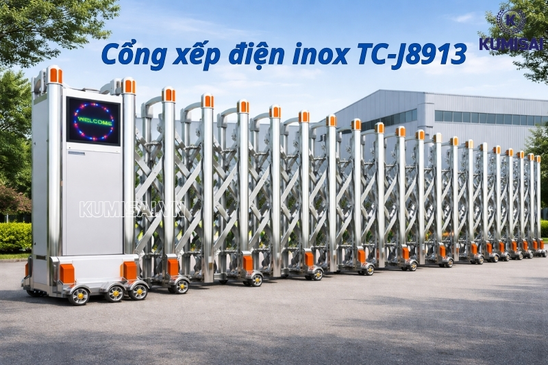 Tìm hiểu về ưu điểm của cổng xếp điện inox TC-J8913