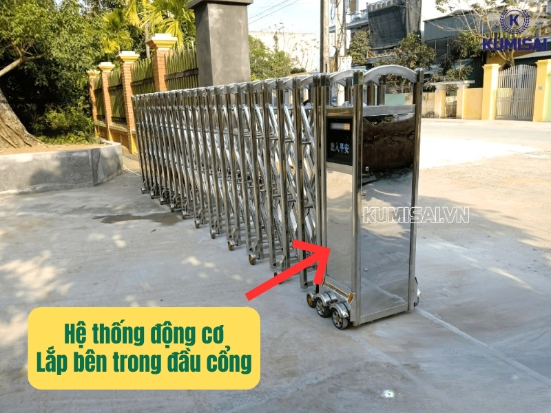 Toàn bộ hệ thống động cơ và bộ điều khiển lắp trong đầu cổng
