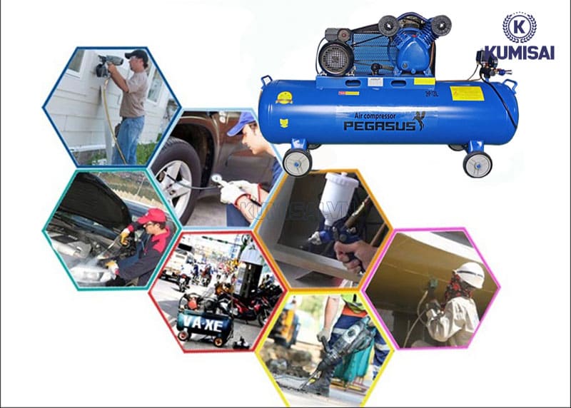 Máy nén khí dây đai Pegasus TM-V-0.17/8-120L ứng dụng đa dạng