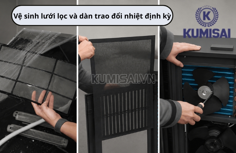 Vệ sinh lưới lọc và dàn trao đổi nhiệt của IKENO IDH-7500