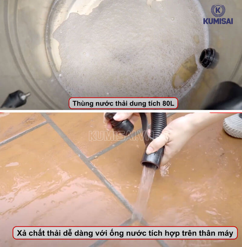 Xả nước bẩn trong thùng sau khi sử dụng xong 