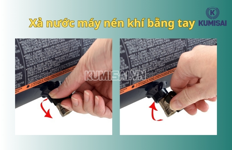 Xả nước máy bơm khí bằng tay Xả nước máy bơm khí bằng tay