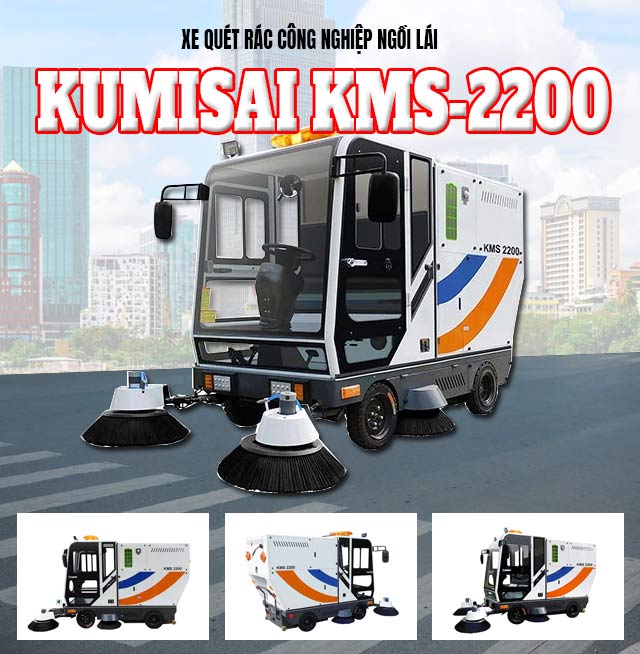Xe quét rác công nghiệp ngồi lái Kumisai KMS-2200