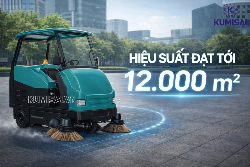 Xe làm sạch diện tích 12.000 m² trong 1 giờ đồng hồ vận hành